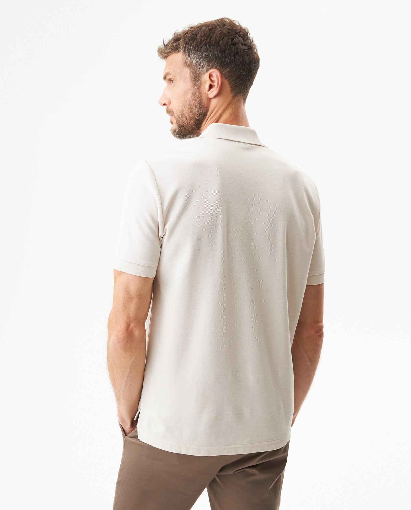 Mens Regular Fit Short Sleeve Polo Shirt in Cotton, Compass - Brown 63_609G000_CAF171311_6
