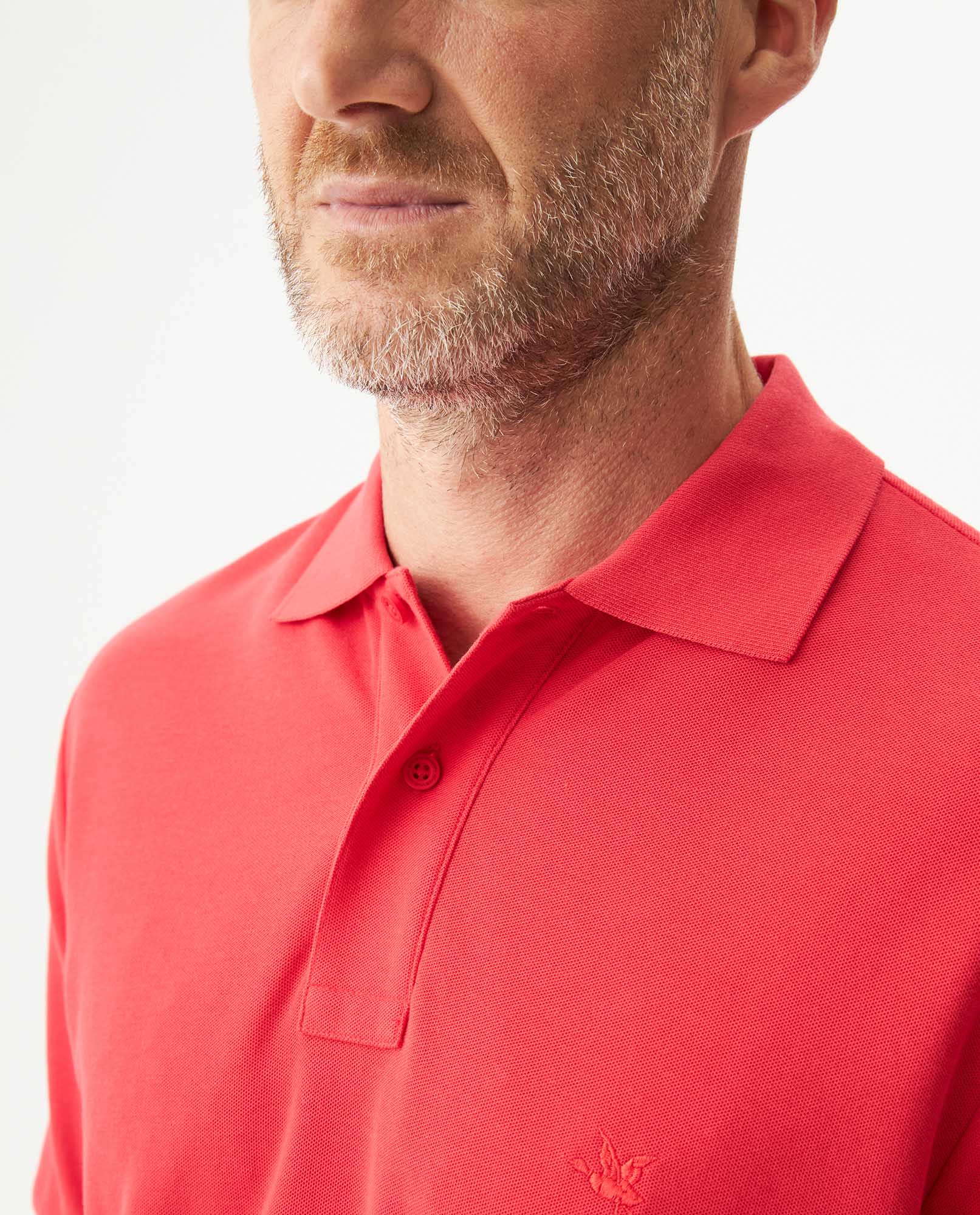 Mens Regular Fit Short Sleeve Polo Shirt in Cotton, Compass - Red 63_609G000_ROJ181564_5