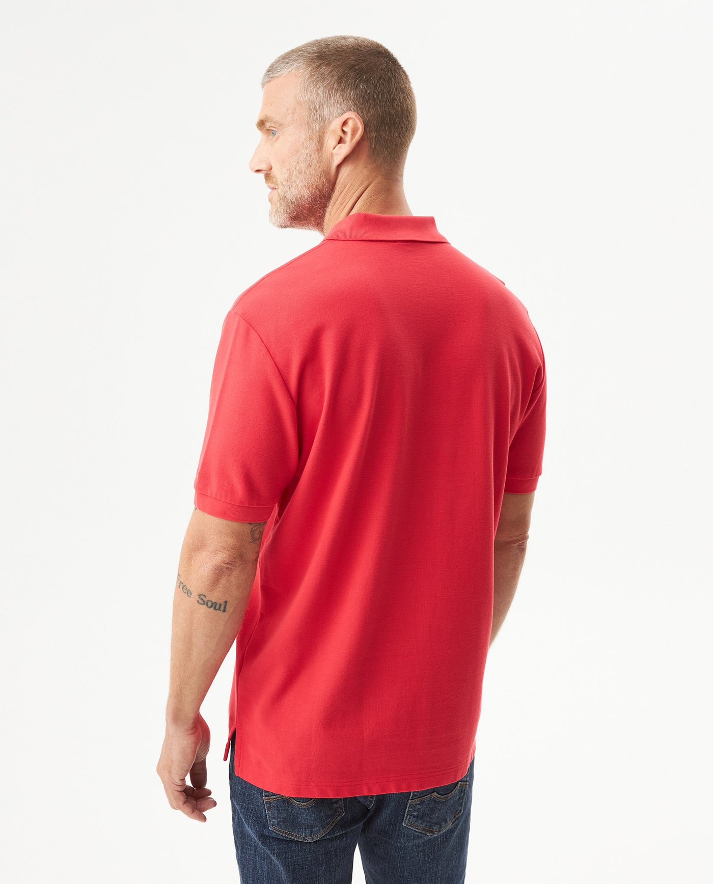 Mens Regular Fit Short Sleeve Polo Shirt in Cotton, Compass - Red 63_609G000_ROJ181564_6