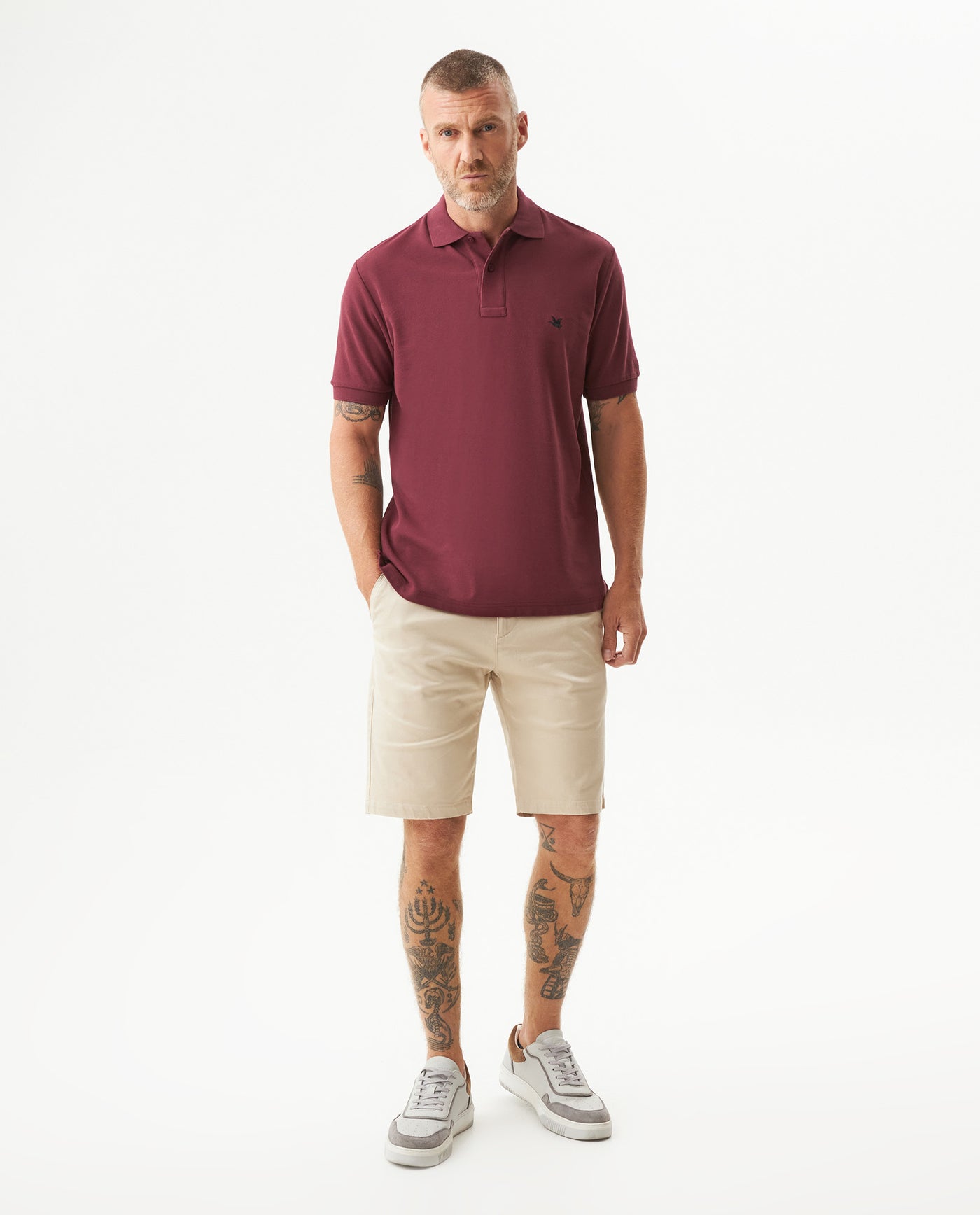 Mens Regular Fit Short Sleeve Polo Shirt in Cotton, Compass - Red 63_609G000_ROJ191725_4