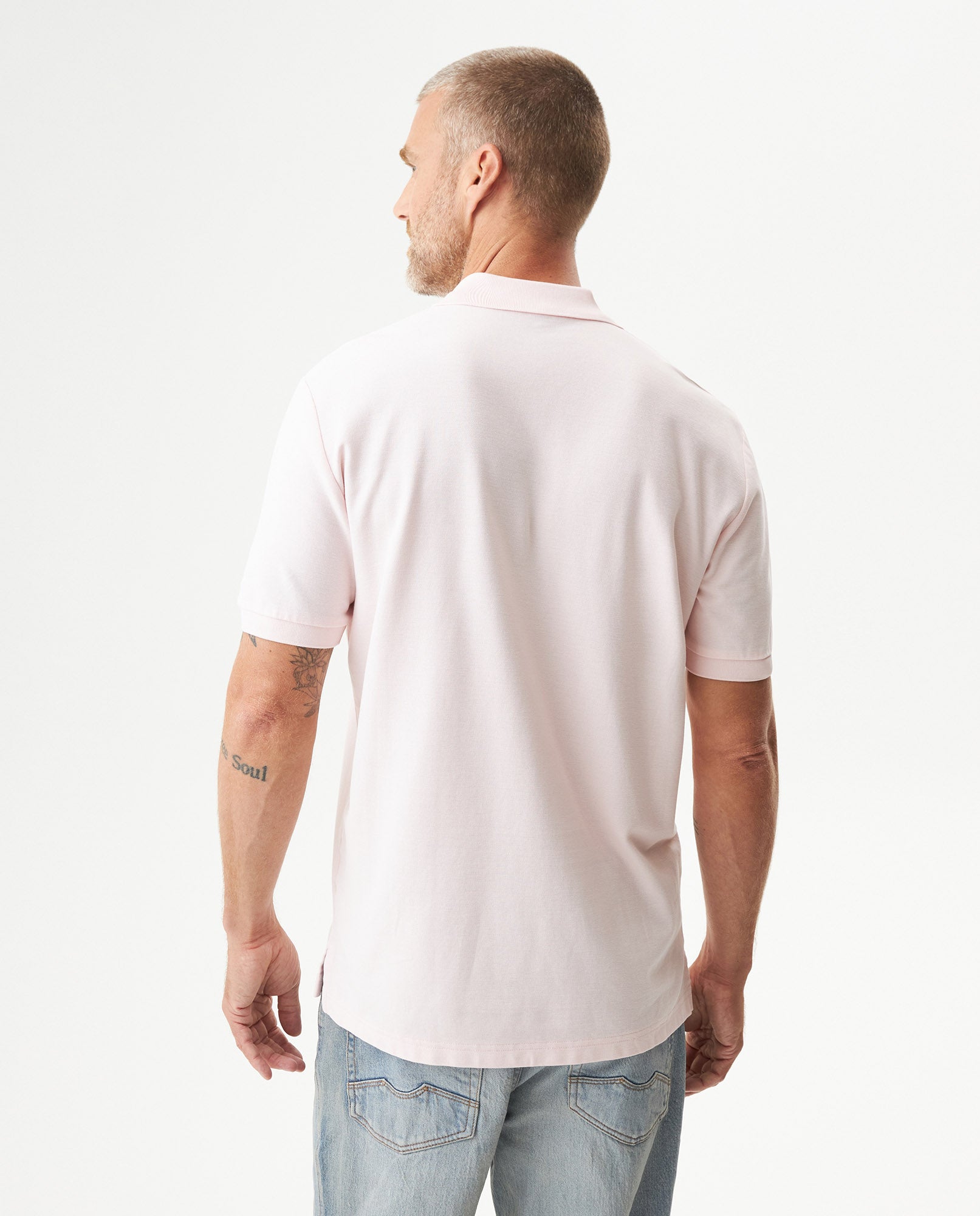 Mens Regular Fit Short Sleeve Polo Shirt in Cotton, Compass - Pink 63_609G000_ROS153207_6