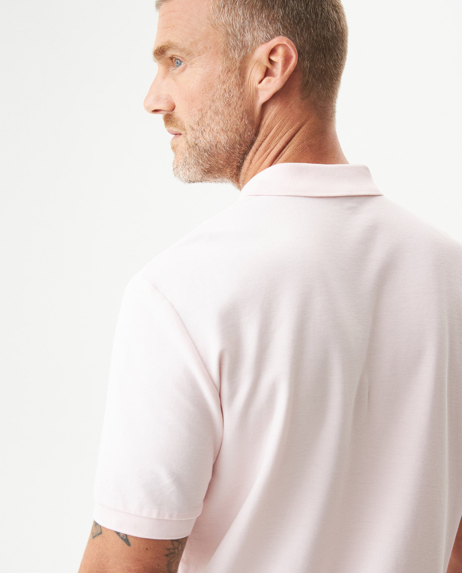 Mens Regular Fit Short Sleeve Polo Shirt in Cotton, Compass - Pink 63_609G000_ROS153207_7