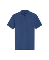 Men's Slim Fit Mandarin Collar Polo Shirt in Cotton Stretch Blend, Marine 609G002 - 2