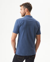 Men's Slim Fit Mandarin Collar Polo Shirt in Cotton Stretch Blend, Marine 609G002 - 5