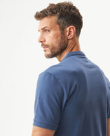 Men's Slim Fit Mandarin Collar Polo Shirt in Cotton Stretch Blend, Marine 609G002 - 6