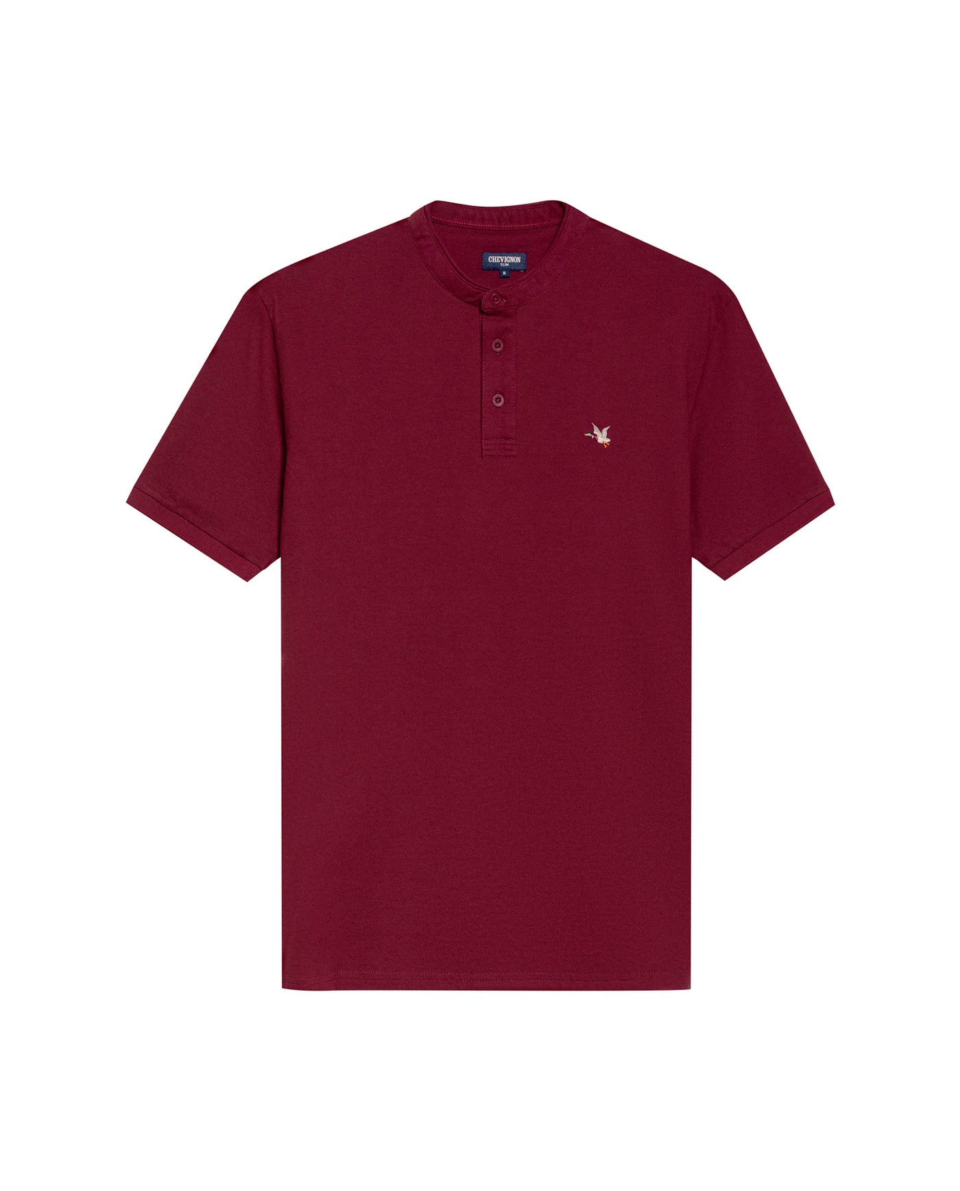 Men's Slim Fit Mandarin Collar Polo Shirt in Cotton Stretch Blend, Marine 609G002 - 2