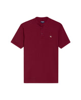 Men's Slim Fit Mandarin Collar Polo Shirt in Cotton Stretch Blend, Marine 609G002 - 2