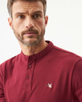 Men's Slim Fit Mandarin Collar Polo Shirt in Cotton Stretch Blend, Marine 609G002 - 4