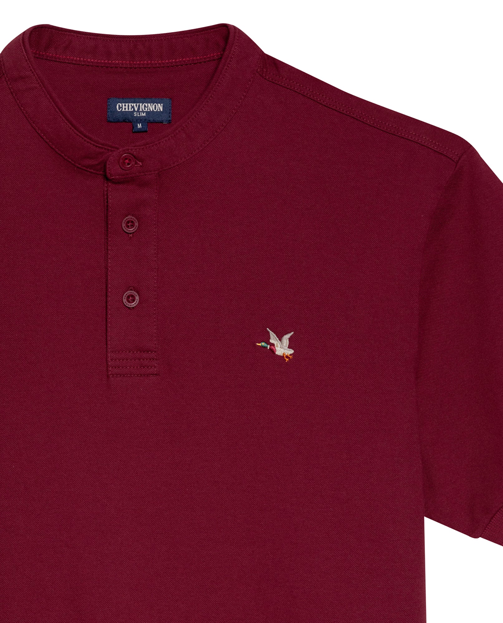 Men's Slim Fit Mandarin Collar Polo Shirt in Cotton Stretch Blend, Marine 609G002 - 7