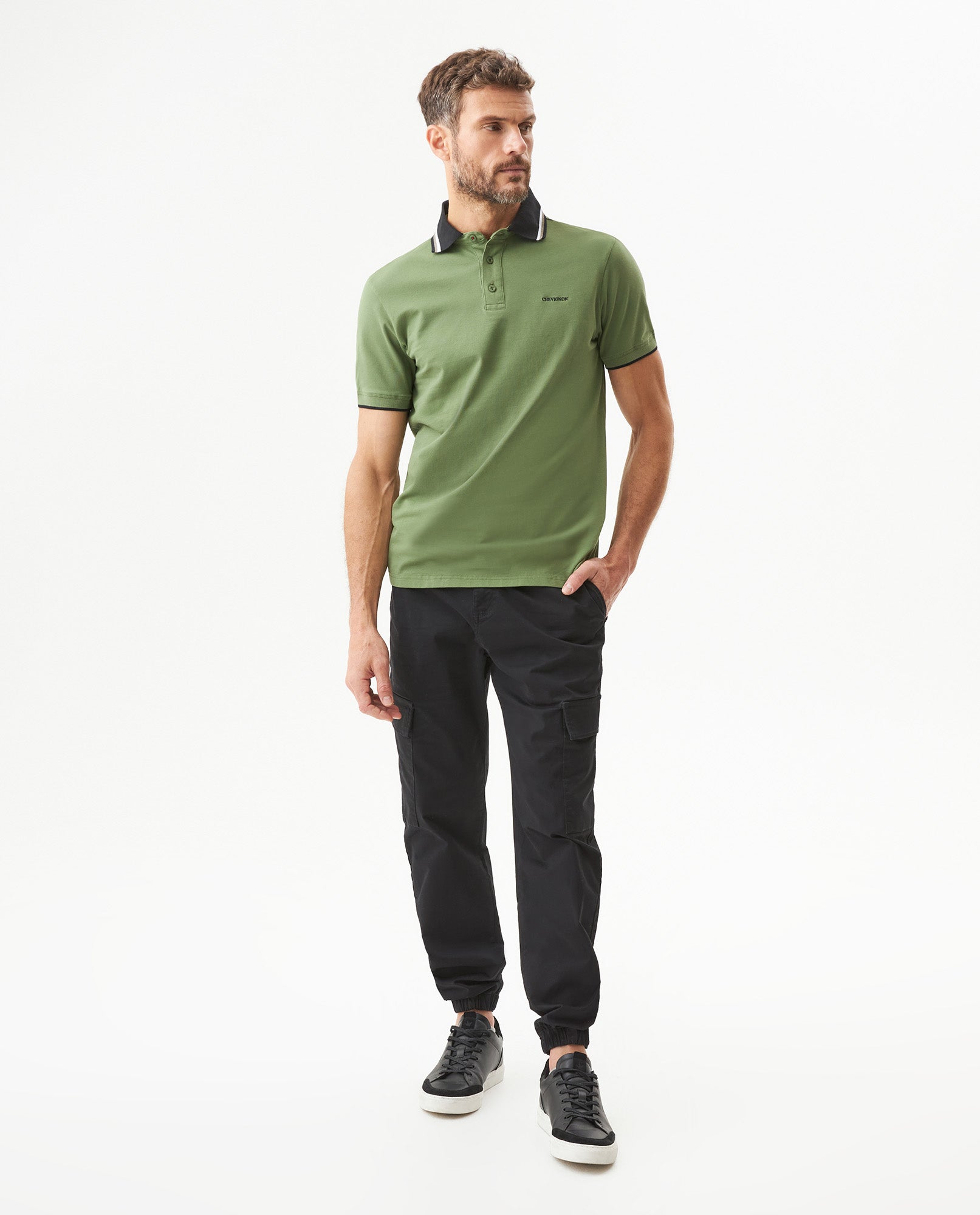 Men's Slim Fit Polo Shirt in Cotton Stretch Blend, Horizon 609G003 - 3