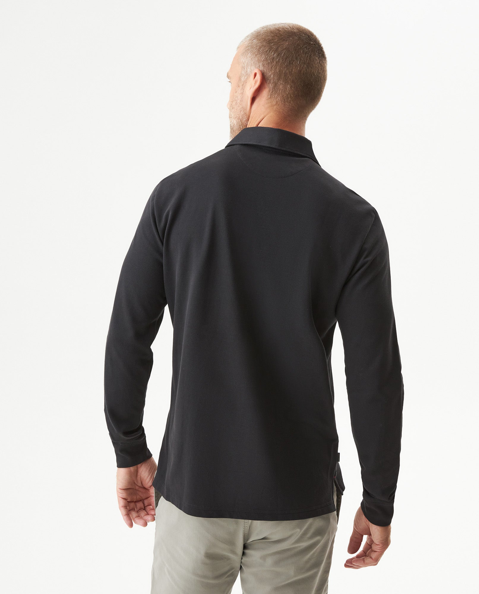 Men's Long Sleeve Relaxed Fit Polo Shirt in Cotton-Polyester Blend, Dock 609G004 - 5