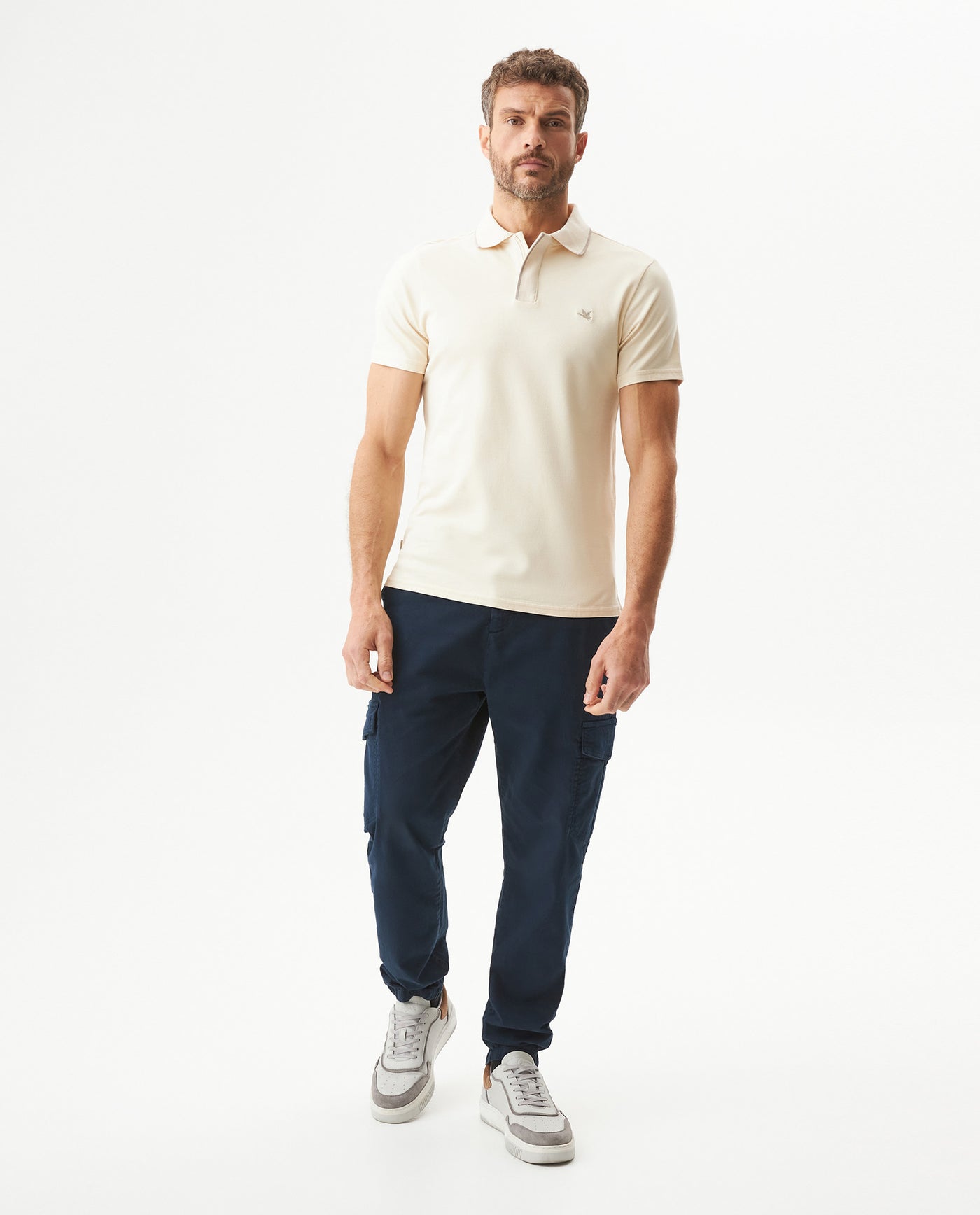 Men's Slim Fit Polo Shirt in Cotton Stretch Blend, Weathered - 3