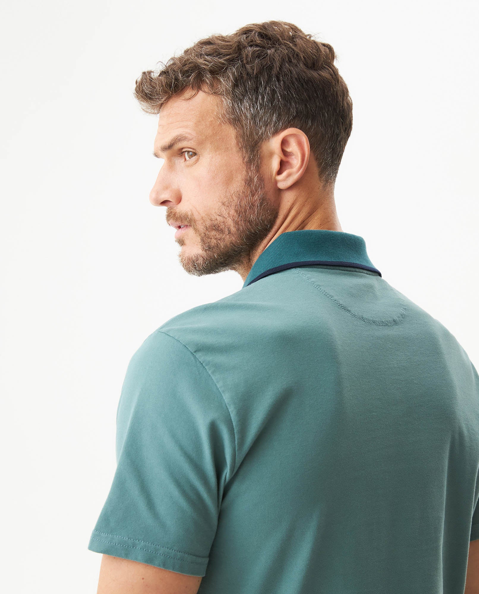 Men's Slim Fit Polo Shirt in Cotton Stretch Blend, Weathered - 6