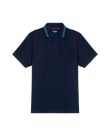 Men's Relaxed Fit Short Sleeve Polo Shirt in Cotton Stretch Blend, Nautical 609G009 - 2