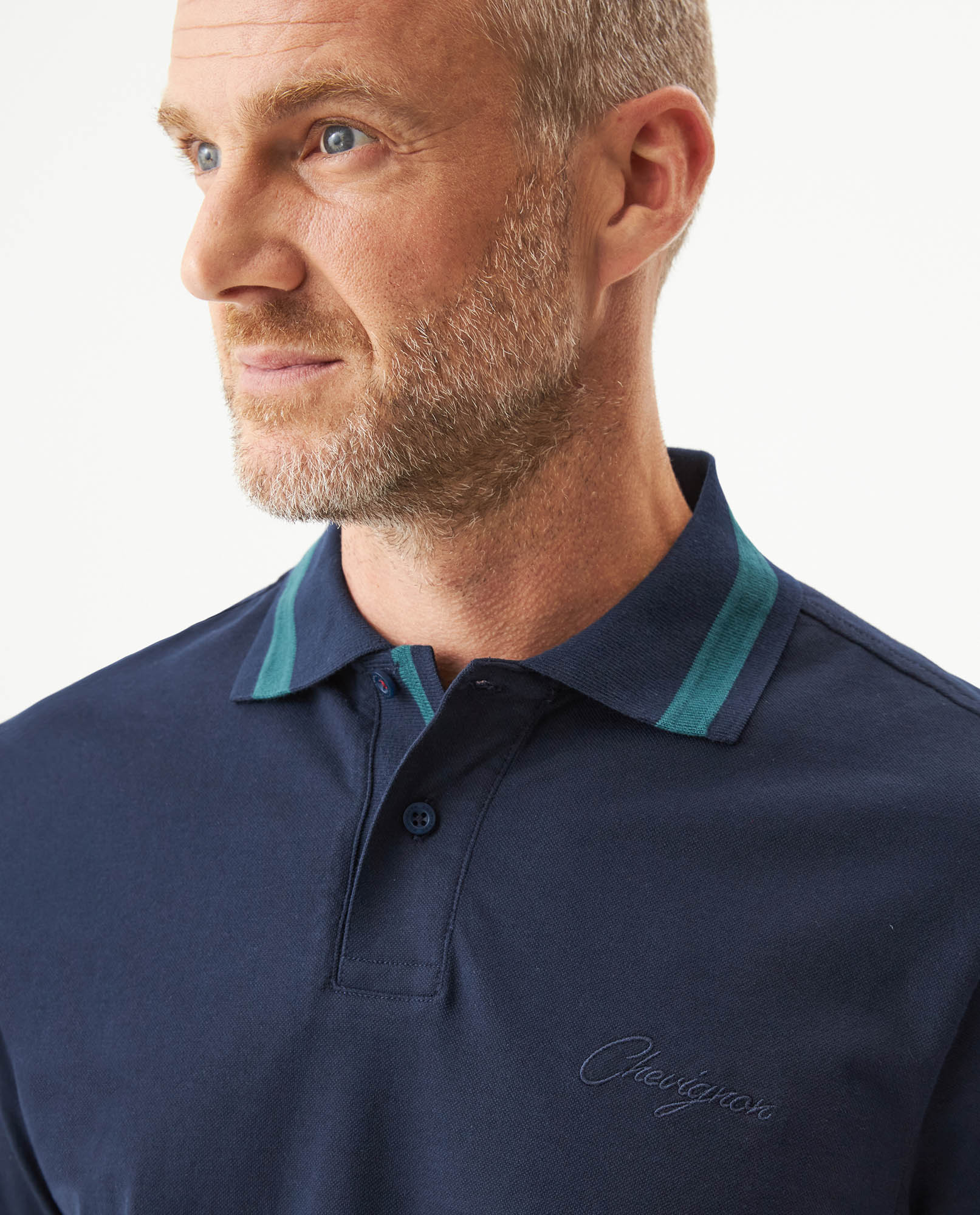 Men's Relaxed Fit Short Sleeve Polo Shirt in Cotton Stretch Blend, Nautical 609G009 - 4