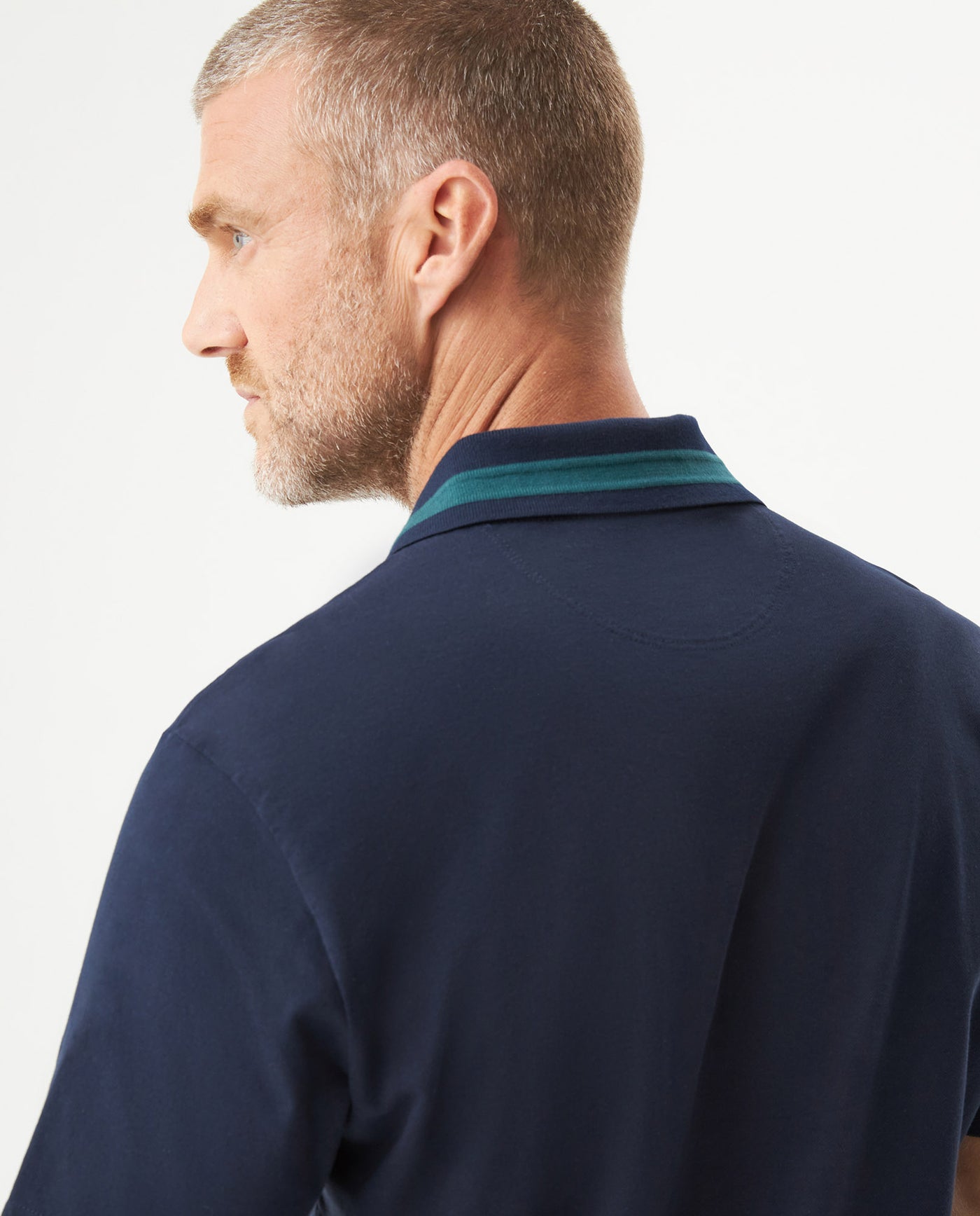 Men's Relaxed Fit Short Sleeve Polo Shirt in Cotton Stretch Blend, Nautical 609G009 - 6
