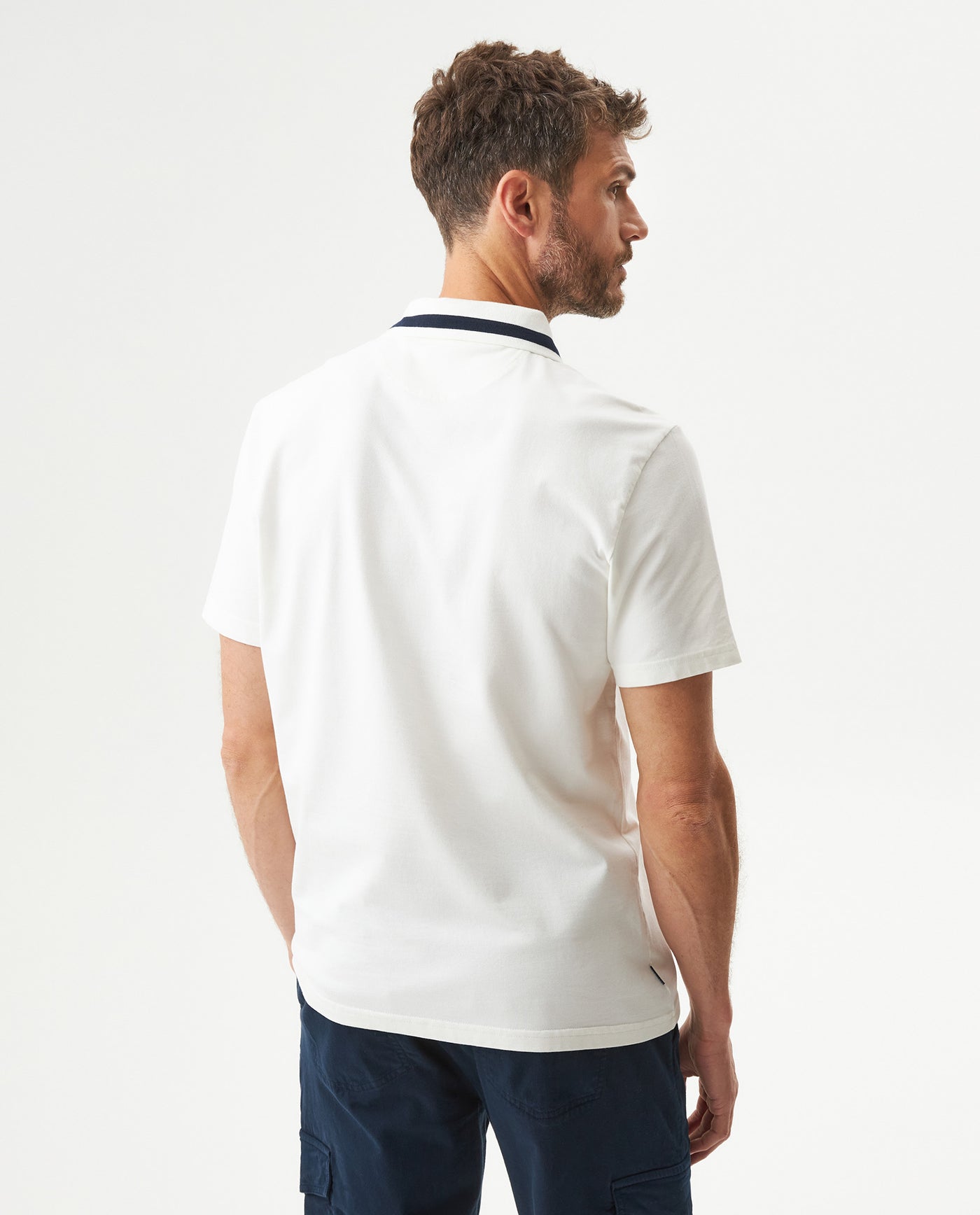 Men's Relaxed Fit Short Sleeve Polo Shirt in Cotton Stretch Blend, Nautical 609G009 - 5