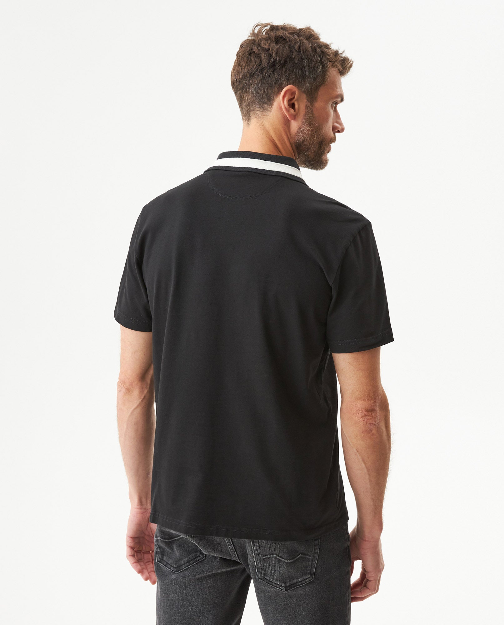 Men's Relaxed Fit Short Sleeve Polo Shirt in Cotton Stretch Blend, Nautical 609G009 - 5
