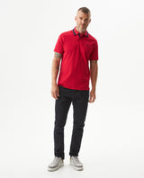 Men's Relaxed Fit Short Sleeve Polo Shirt in Cotton Stretch Blend, Nautical 609G009 - 3