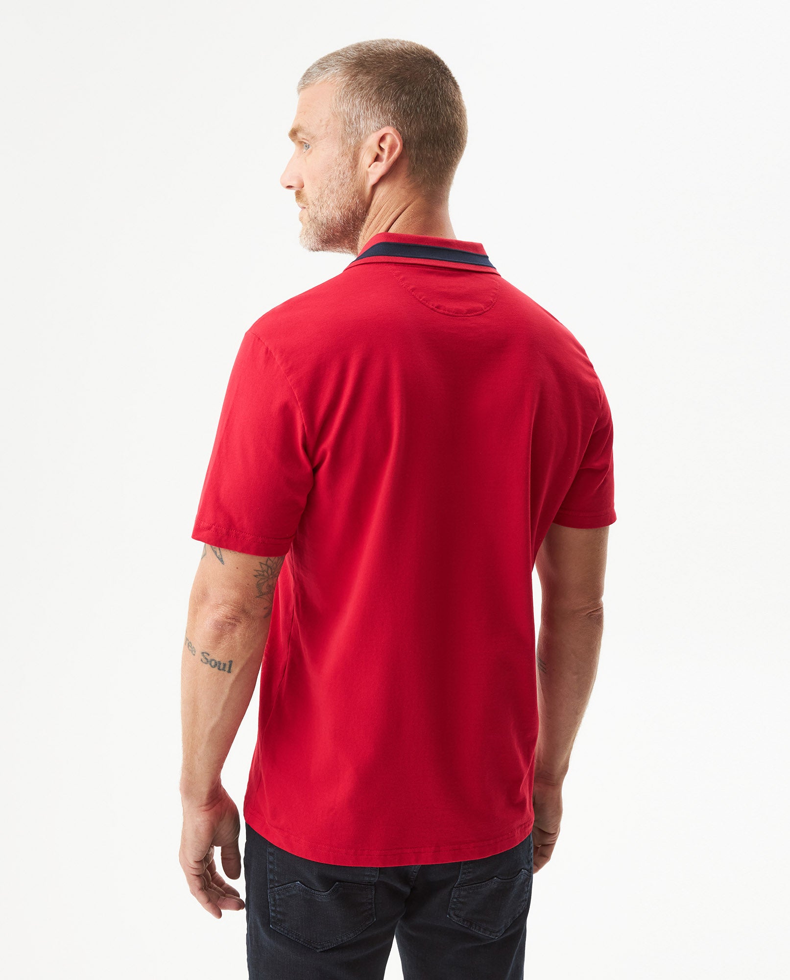 Men's Relaxed Fit Short Sleeve Polo Shirt in Cotton Stretch Blend, Nautical 609G009 - 5