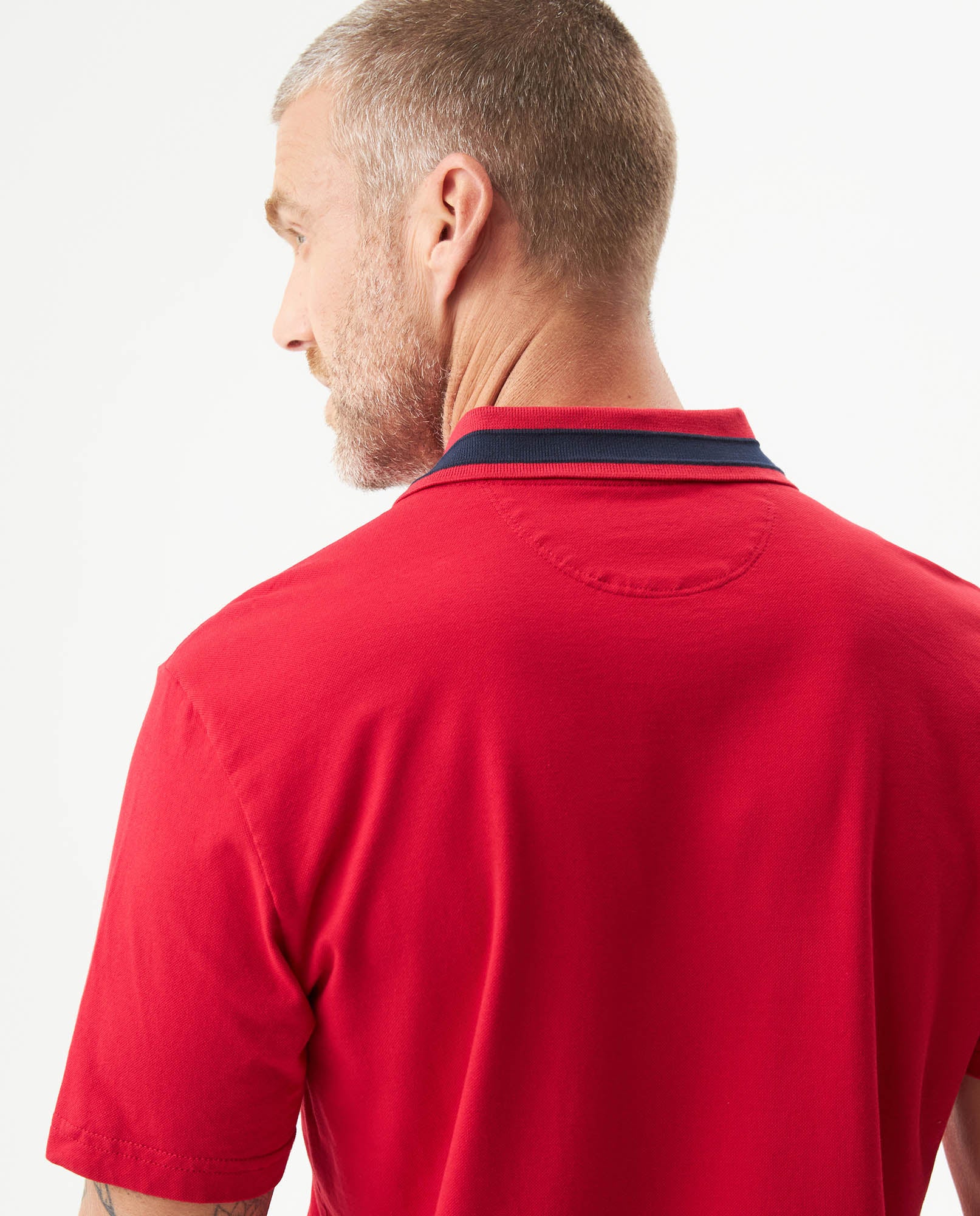 Men's Relaxed Fit Short Sleeve Polo Shirt in Cotton Stretch Blend, Nautical 609G009 - 6