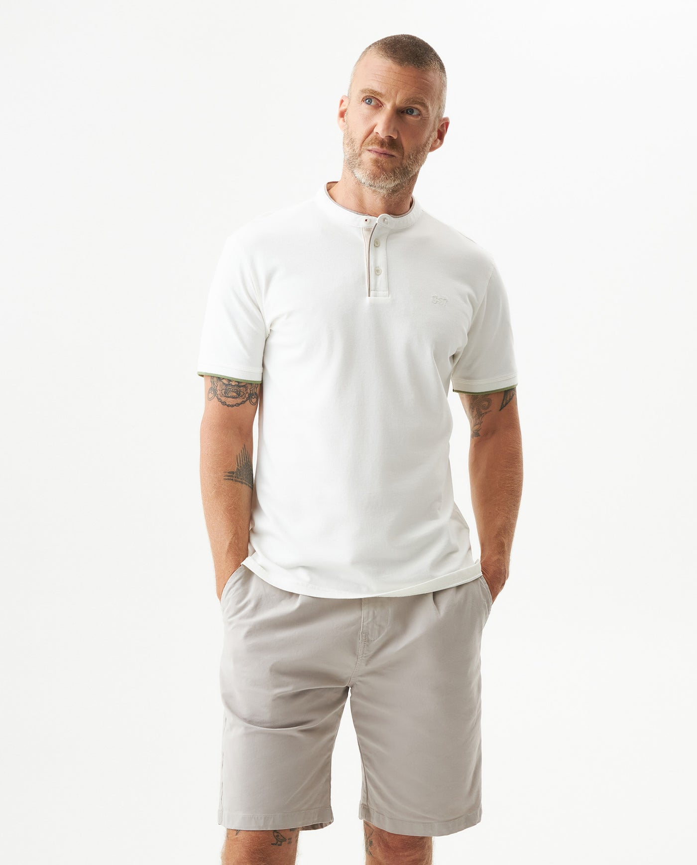 Men's Slim Fit Polo Shirt in Cotton Stretch Blend, Coastline 609G010 - 1