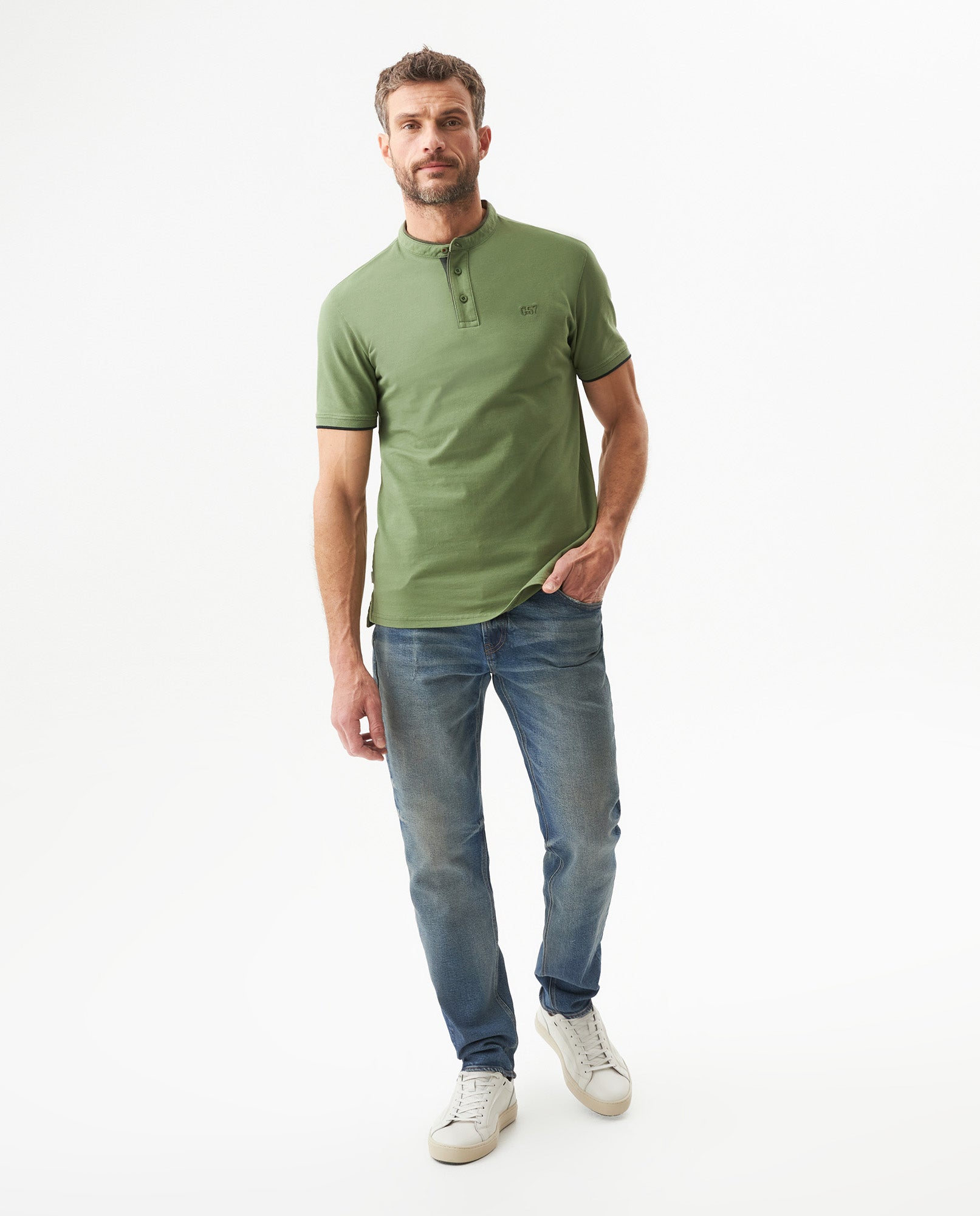 Men's Slim Fit Polo Shirt in Cotton Stretch Blend, Coastline 609G010 - 3