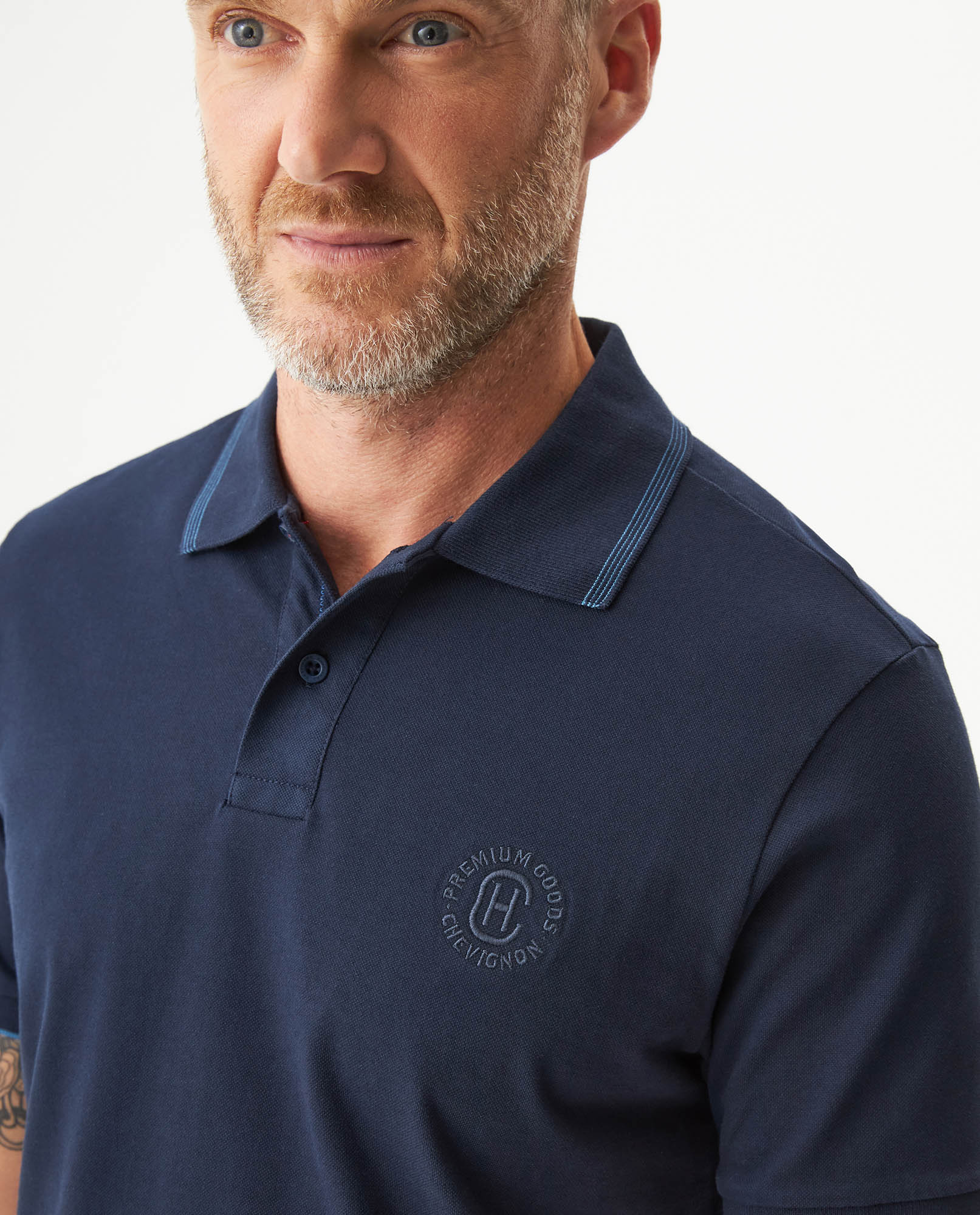 Men's Slim Fit Polo Shirt in Cotton Stretch Blend, Driftwood 609G011 - 4