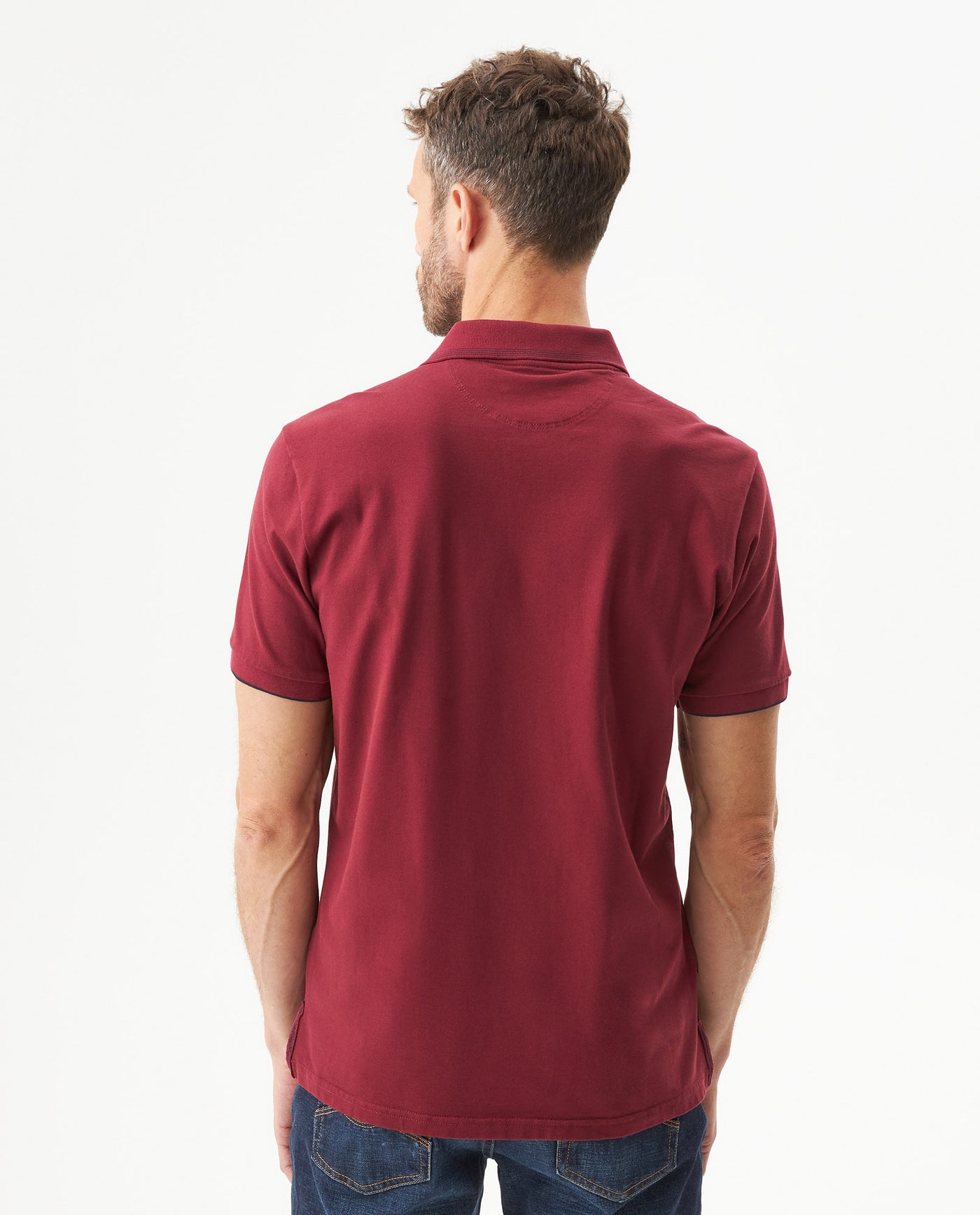 Men's Slim Fit Polo Shirt in Cotton Stretch Blend, Driftwood 609G011 - 5