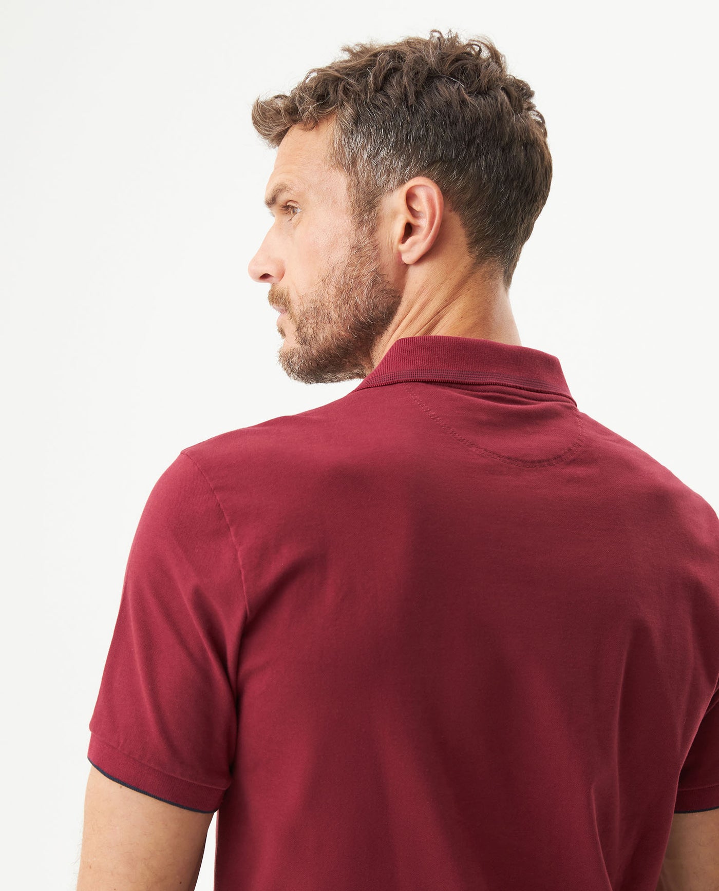 Men's Slim Fit Polo Shirt in Cotton Stretch Blend, Driftwood 609G011 - 6