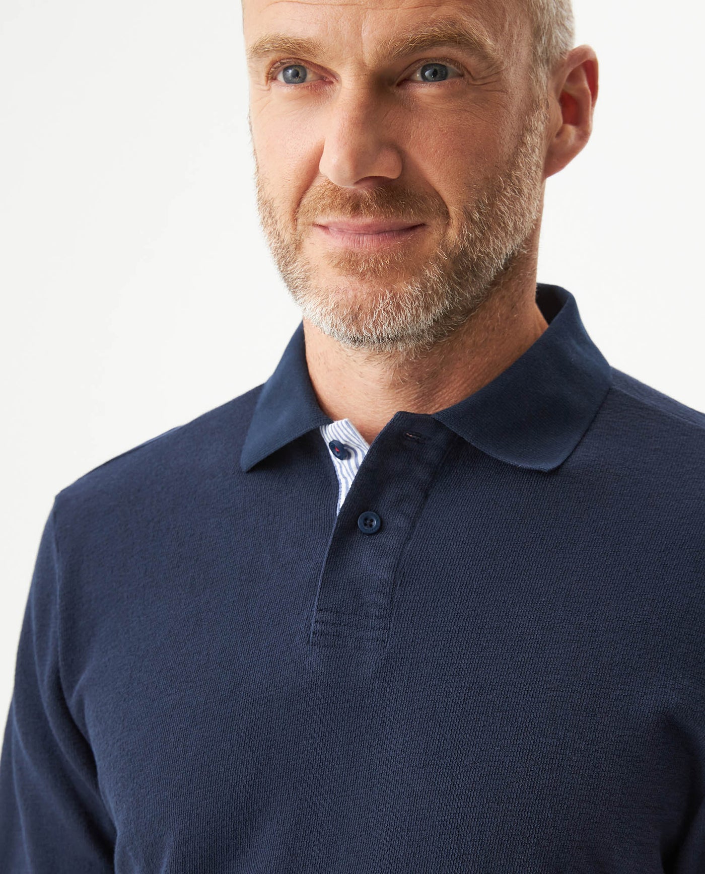 Men's Regular Fit Long Sleeve Polo Shirt in Cotton, Luminous 609G013 - 4