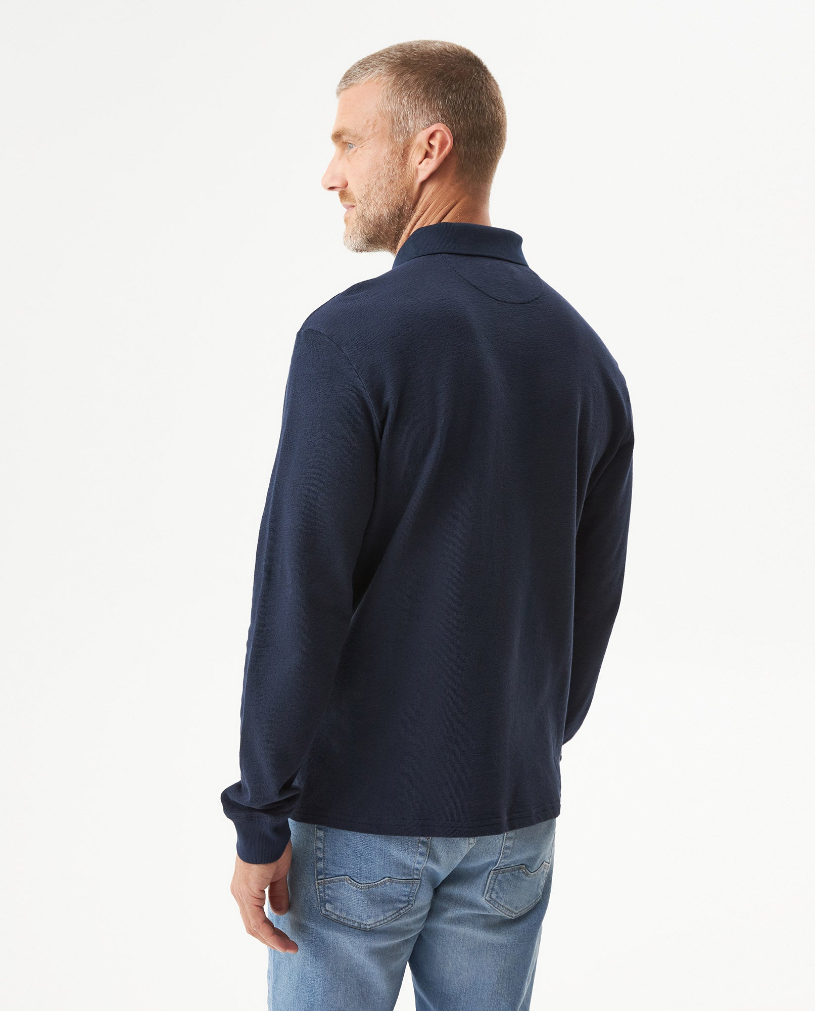 Men's Regular Fit Long Sleeve Polo Shirt in Cotton, Luminous 609G013 - 5