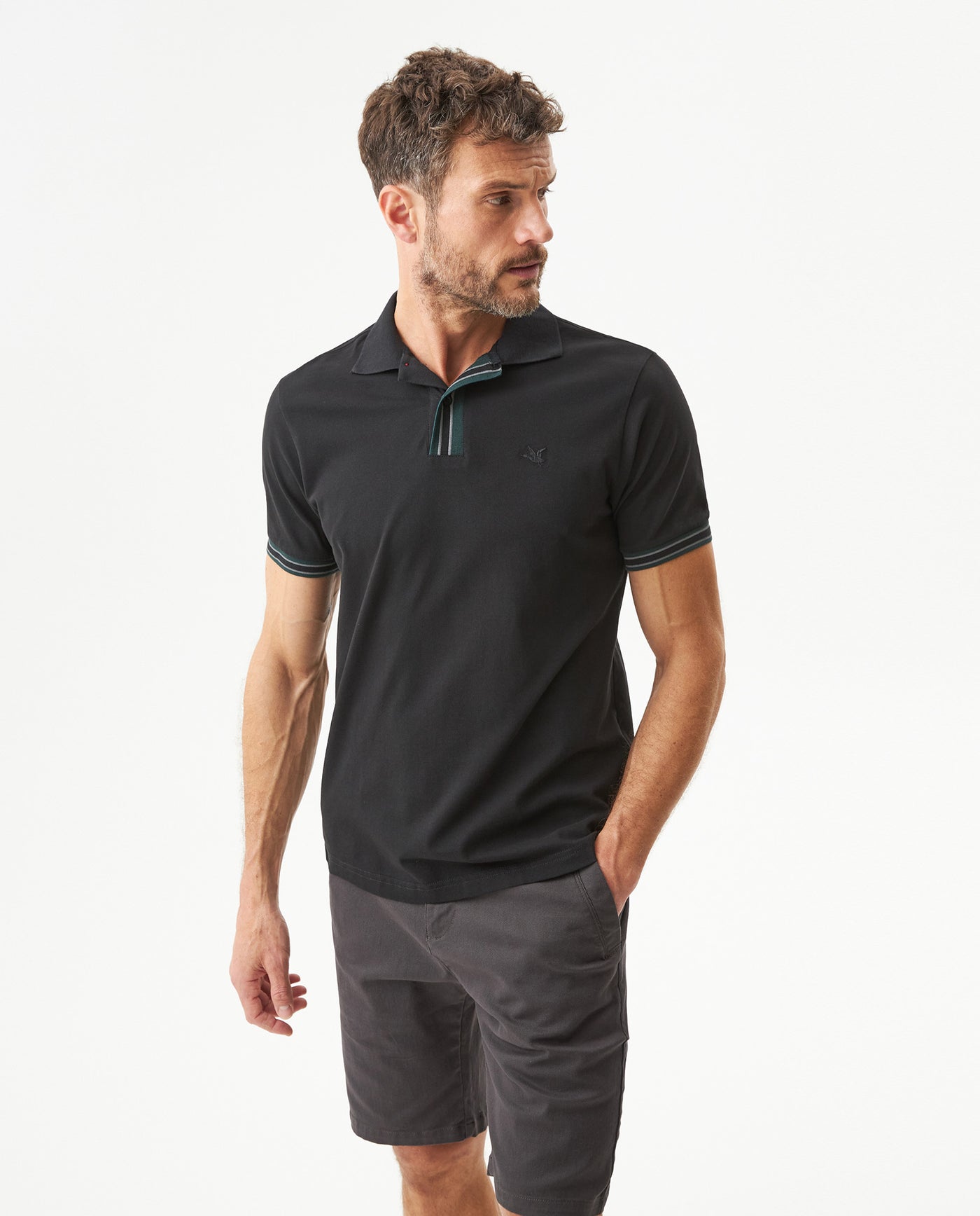 Men's Slim Fit Polo Shirt in Cotton Stretch Blend, Tide 609G015 - 1