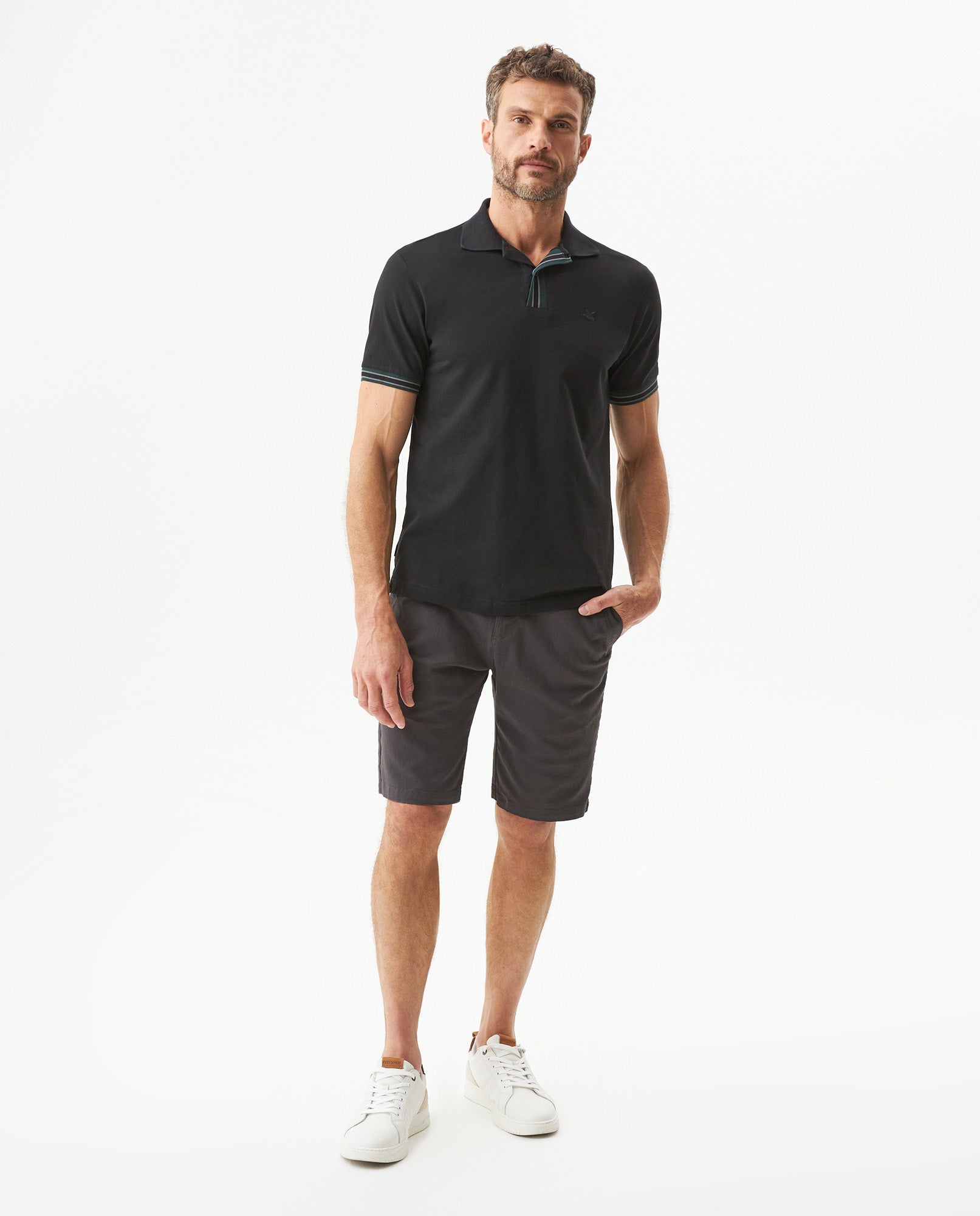Men's Slim Fit Polo Shirt in Cotton Stretch Blend, Tide 609G015 - 3