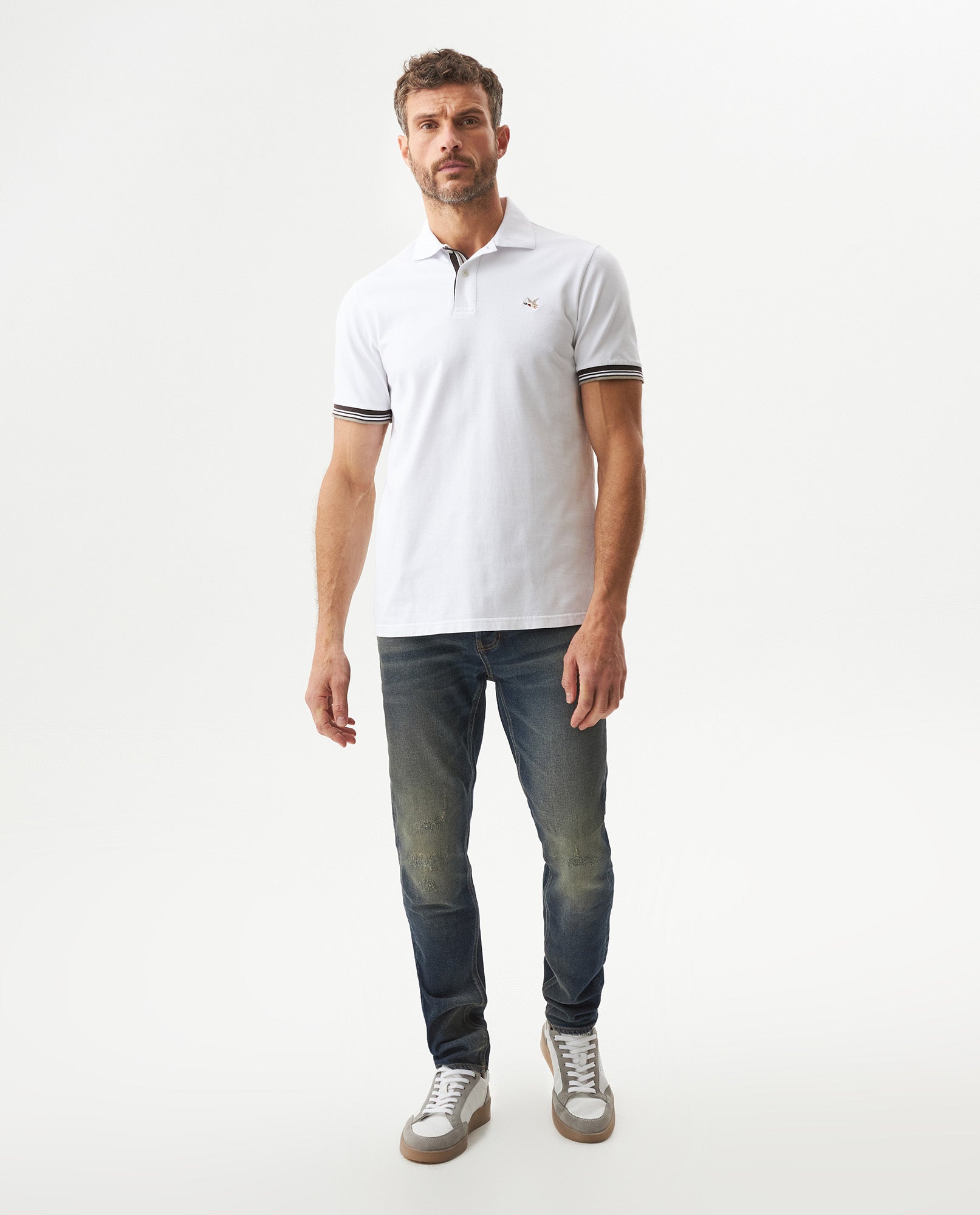 Men's Slim Fit Polo Shirt in Cotton Stretch Blend, Gallery - 3