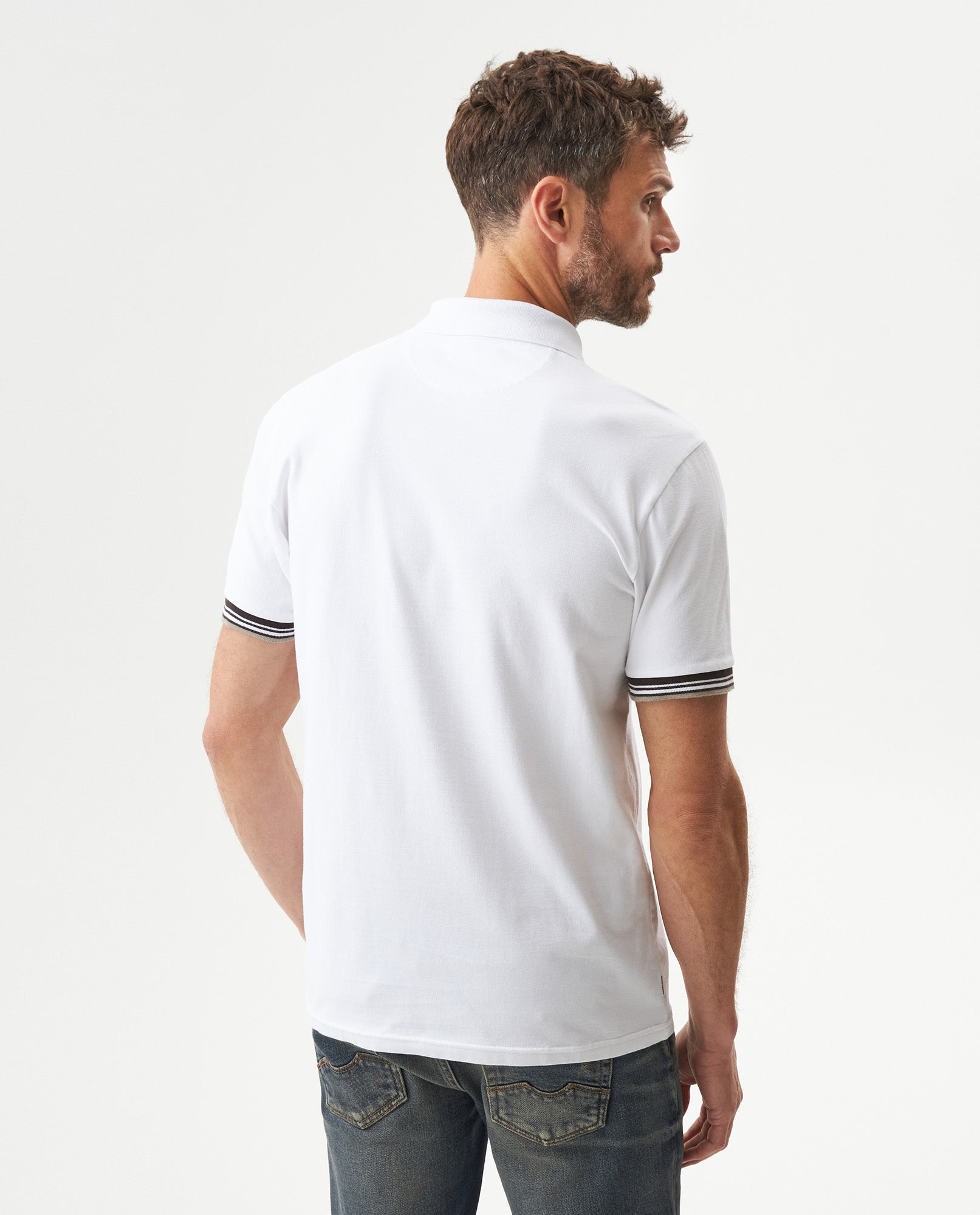 Men's Slim Fit Polo Shirt in Cotton Stretch Blend, Gallery - 5