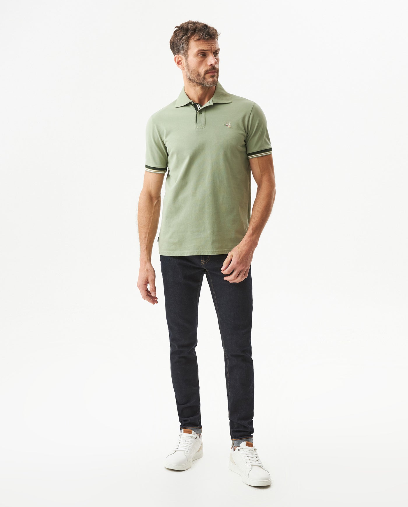 Men's Slim Fit Polo Shirt in Cotton Stretch Blend, Gallery - 3