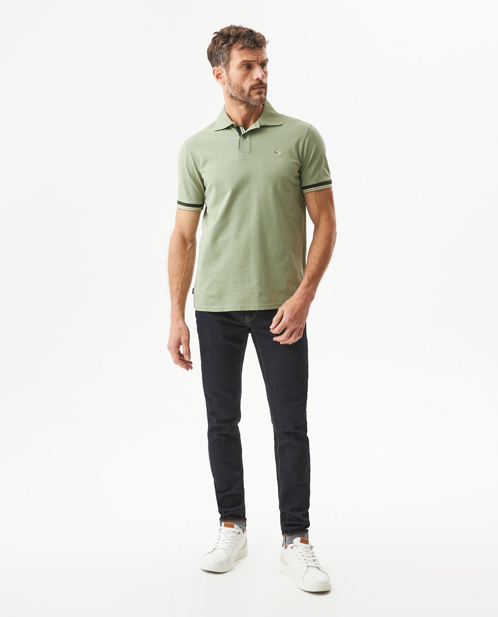 Men's Slim Fit Polo Shirt in Cotton Stretch Blend, Gallery - 3