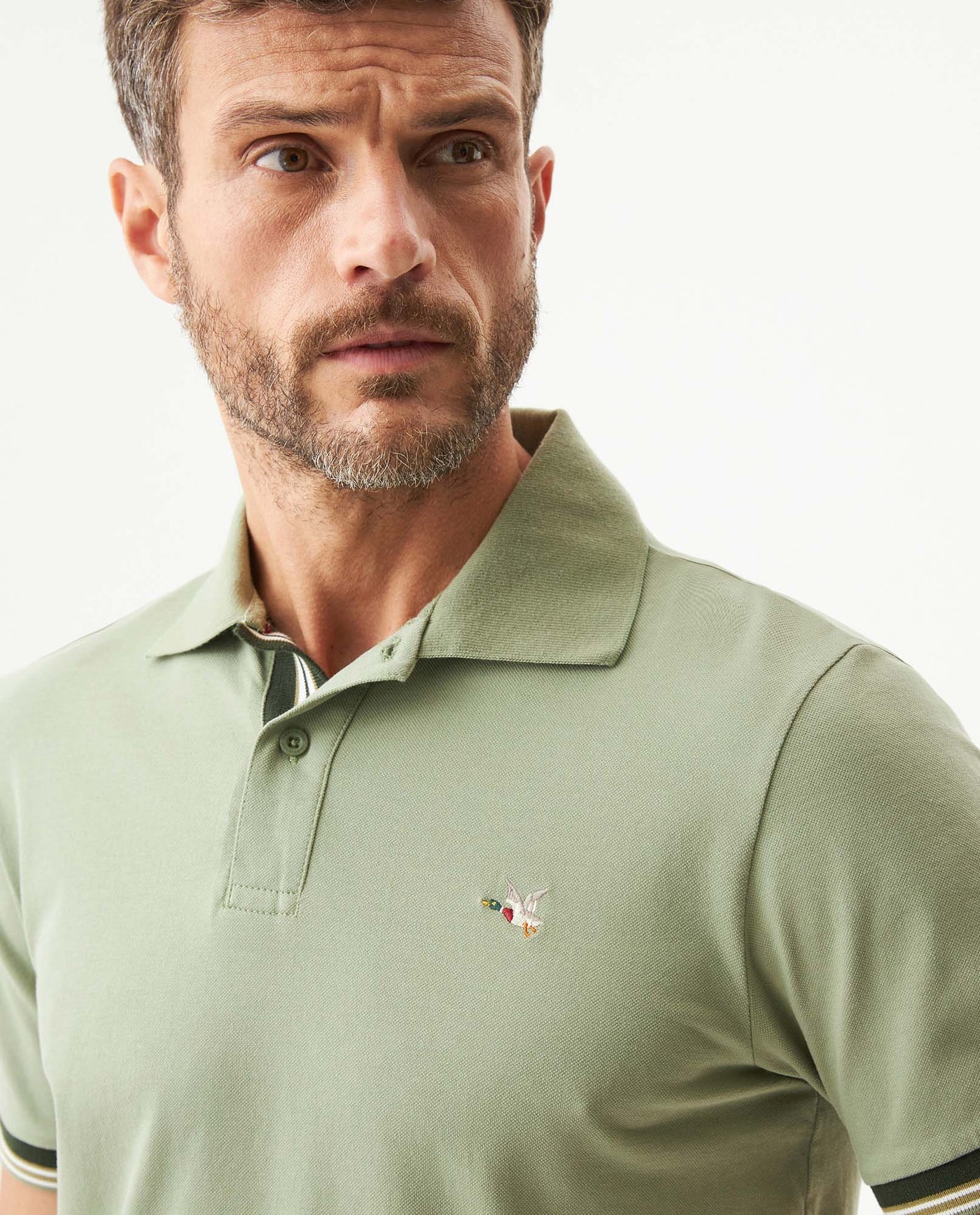 Men's Slim Fit Polo Shirt in Cotton Stretch Blend, Gallery - 4