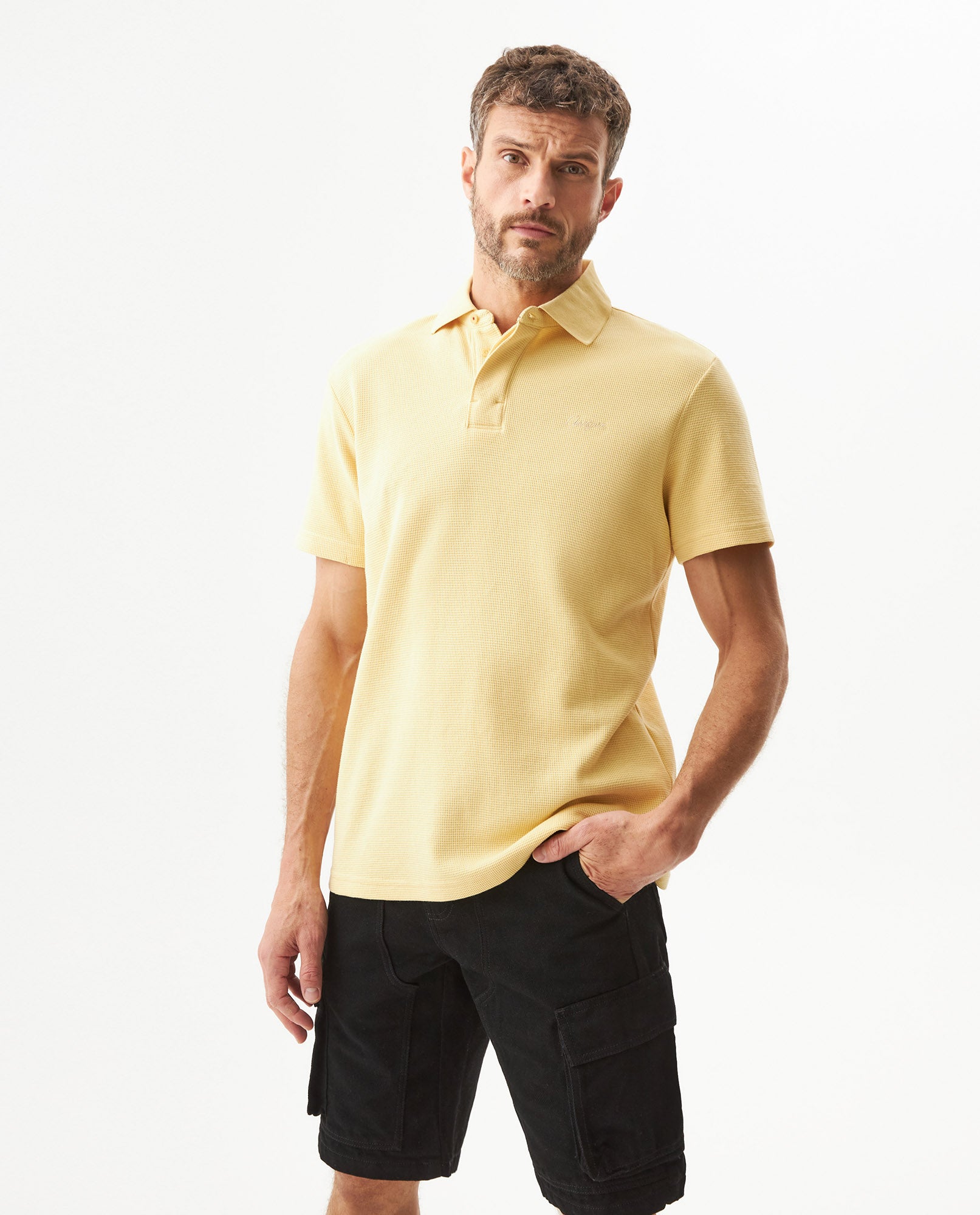 Men's Relaxed Fit Short Sleeve Polo Shirt in Cotton-Polyester Blend, Shine - 2