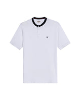 Men's Slim Fit Mandarin Collar Polo Shirt in Cotton Stretch Blend, Festive - 1