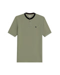 Men's Slim Fit Mandarin Collar Polo Shirt in Cotton Stretch Blend, Festive - 1