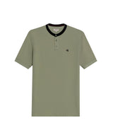 Men's Slim Fit Mandarin Collar Polo Shirt in Cotton Stretch Blend, Festive - 1