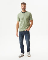 Men's Slim Fit Mandarin Collar Polo Shirt in Cotton Stretch Blend, Festive - 3