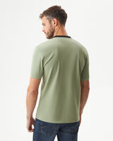 Men's Slim Fit Mandarin Collar Polo Shirt in Cotton Stretch Blend, Festive - 5