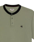 Men's Slim Fit Mandarin Collar Polo Shirt in Cotton Stretch Blend, Festive - 7