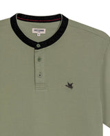 Men's Slim Fit Mandarin Collar Polo Shirt in Cotton Stretch Blend, Festive - 7
