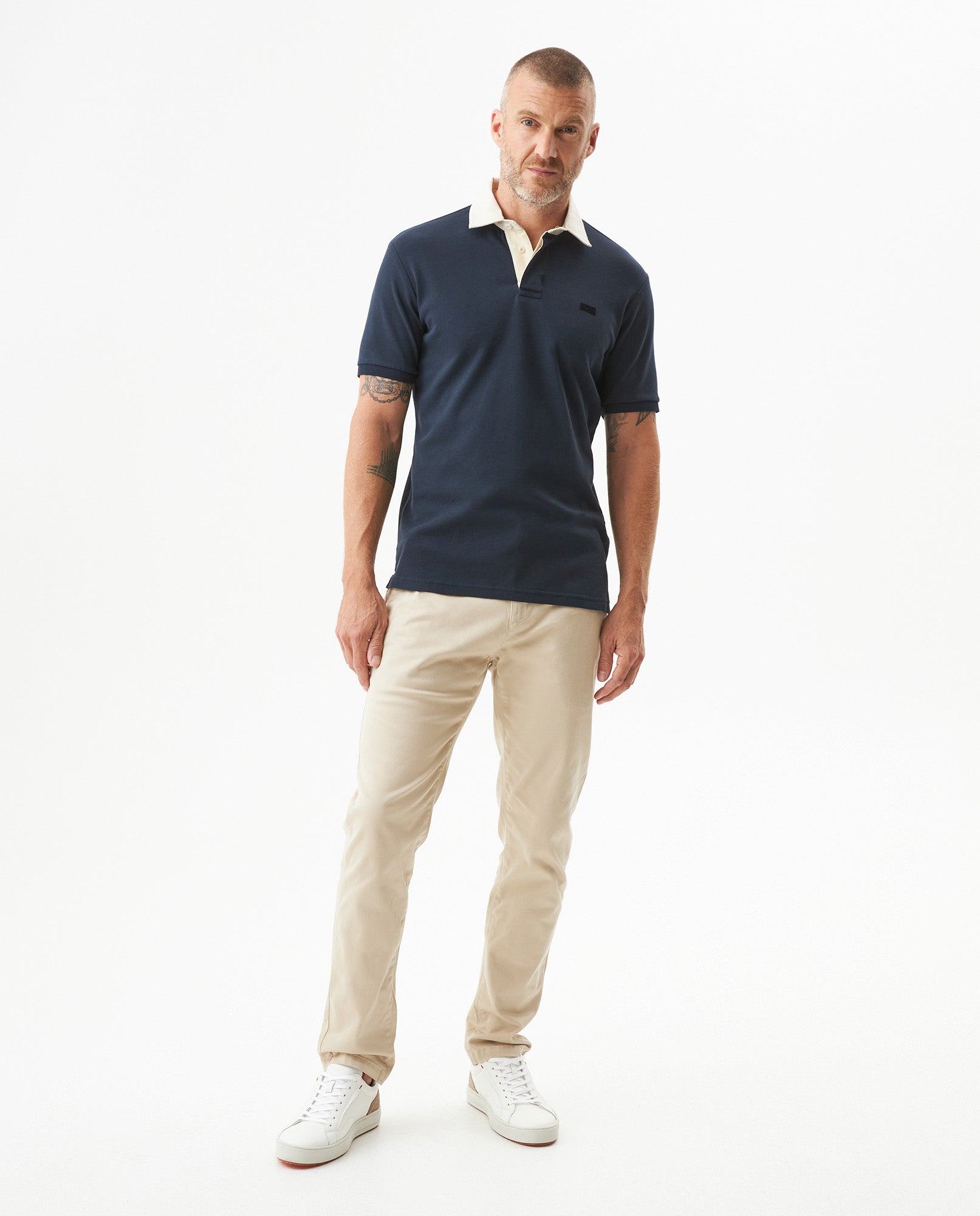 Men's Short Sleeve Printed Logo Slim Fit Polo Shirt in Cotton, Majestic 609G030 - 3