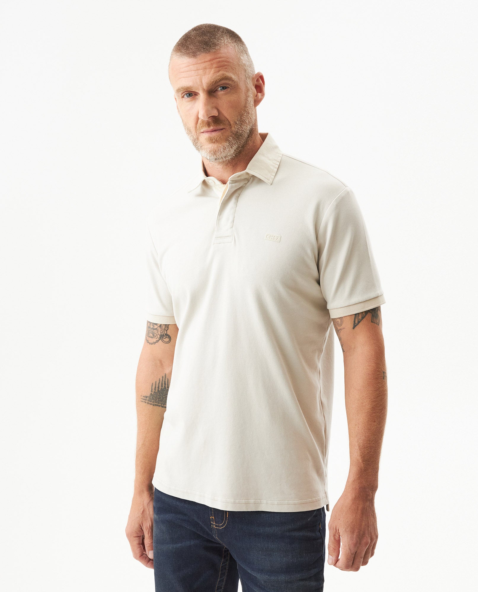 Men's Short Sleeve Printed Logo Slim Fit Polo Shirt in Cotton, Majestic 609G030 - 1