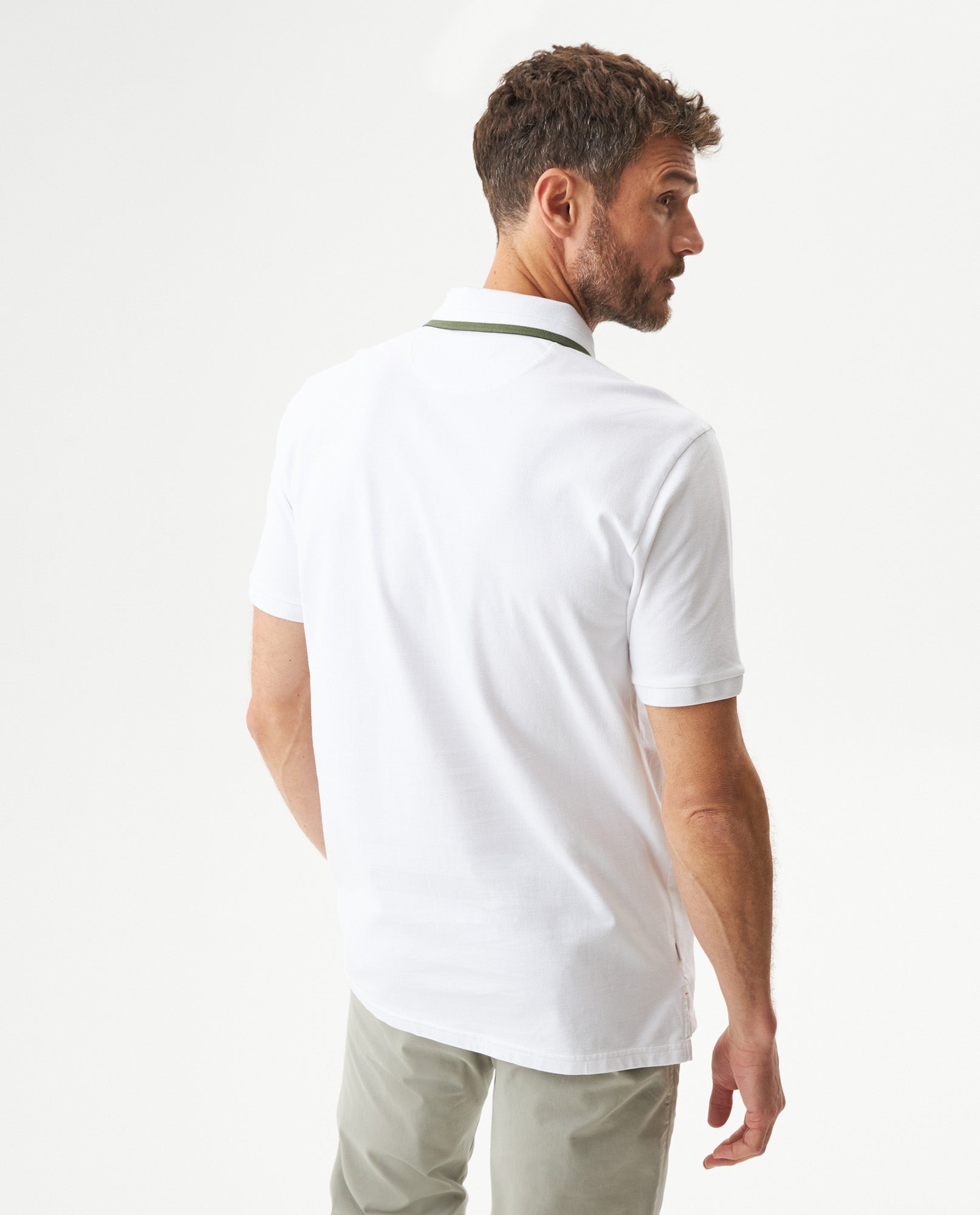 Men's Relaxed Fit Short Sleeve Polo Shirt in Cotton Stretch Blend, Aurora - 5